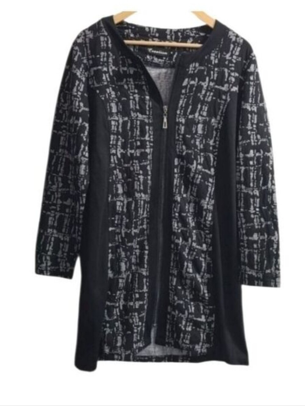 Full zippered Black & Gray Dress Jacket Coat Size Small NWT